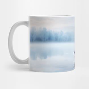 Lake Boat In Winter Serene Landscape Mug